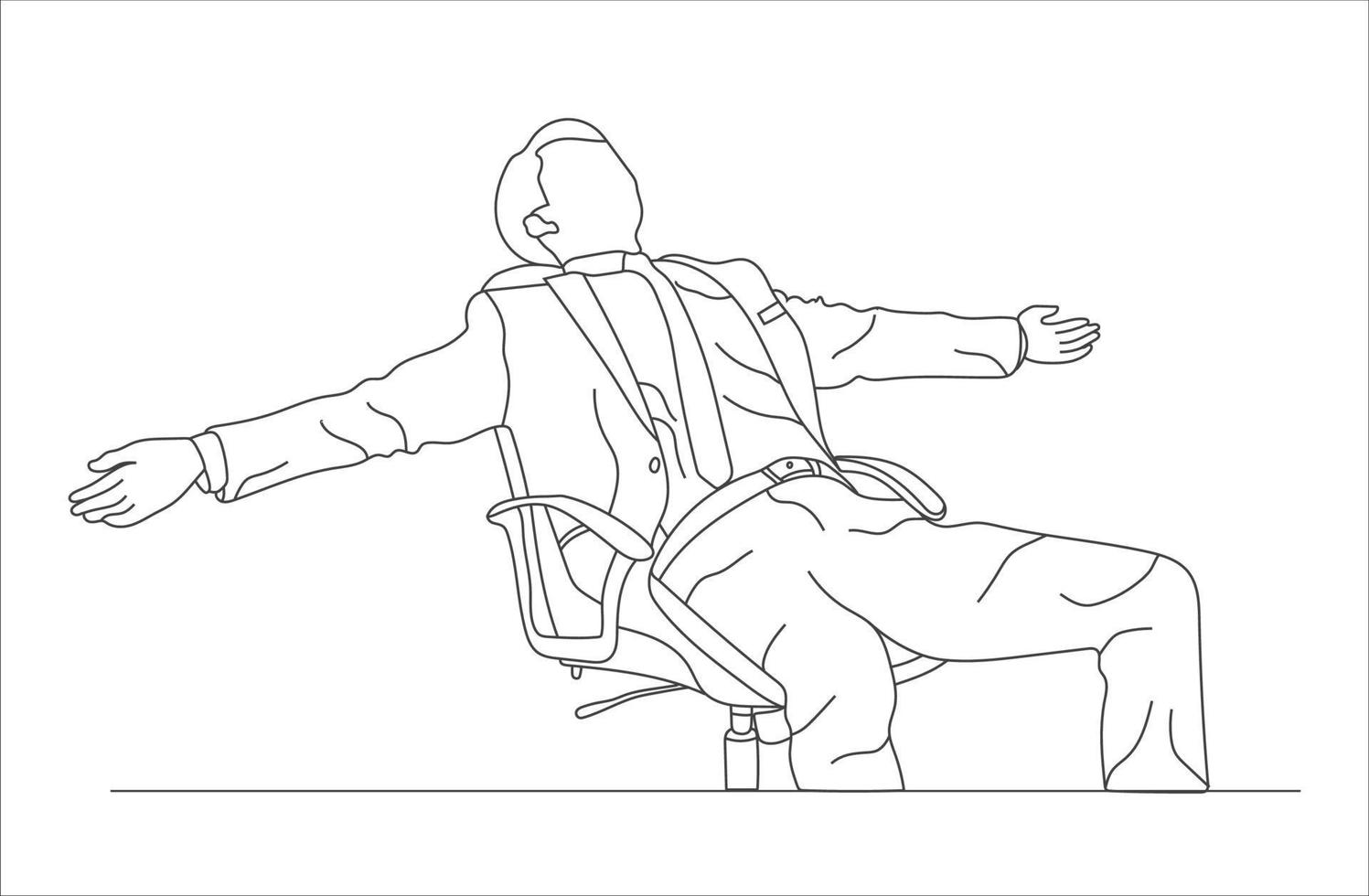 Man sitting on a chair line art with white background, illustration line drawing. vector