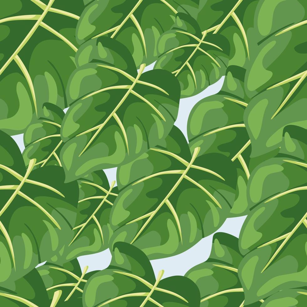 Stylized tropical leaves seamless pattern. Decorative leaf background. vector