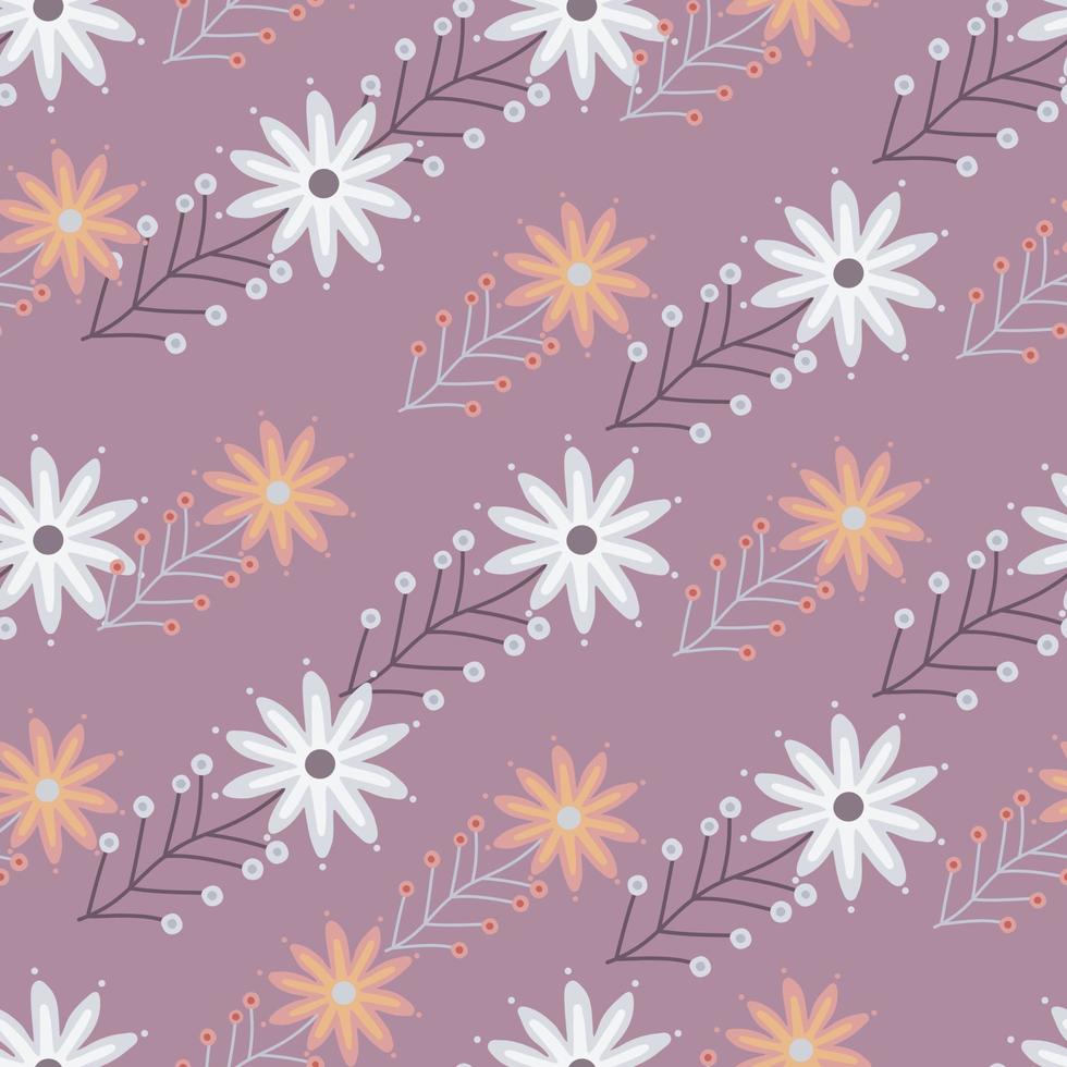 Cute little chamomile floral ornament wallpaper. Aster flower seamless pattern. vector