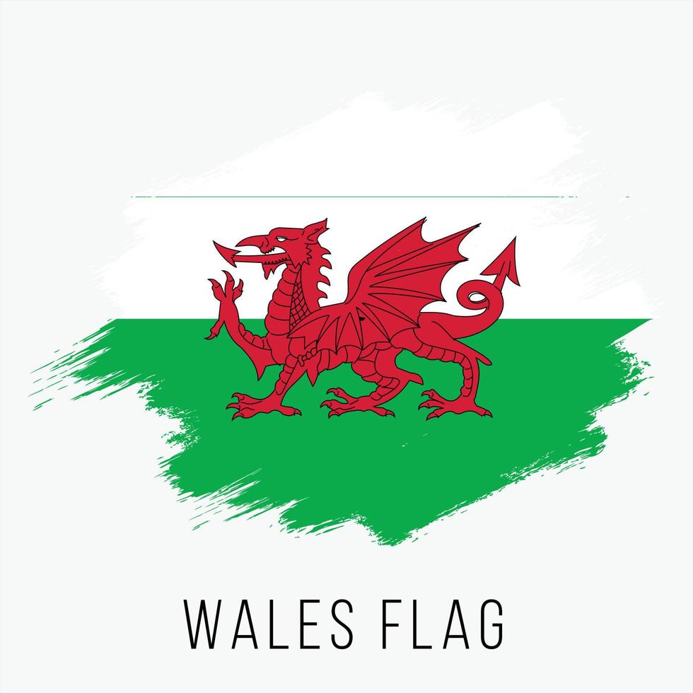 Grunge Wales Vector Flag
