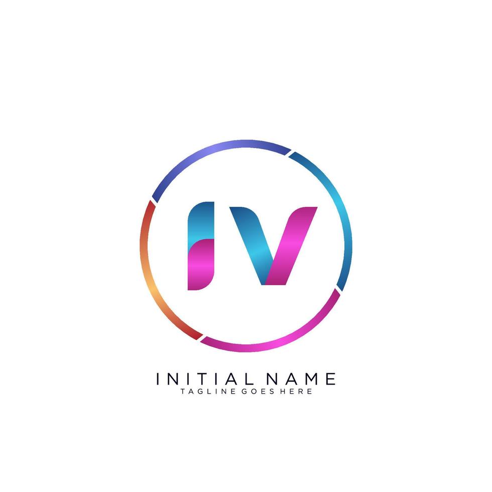 Letter IV colorfull logo premium elegant template vector
