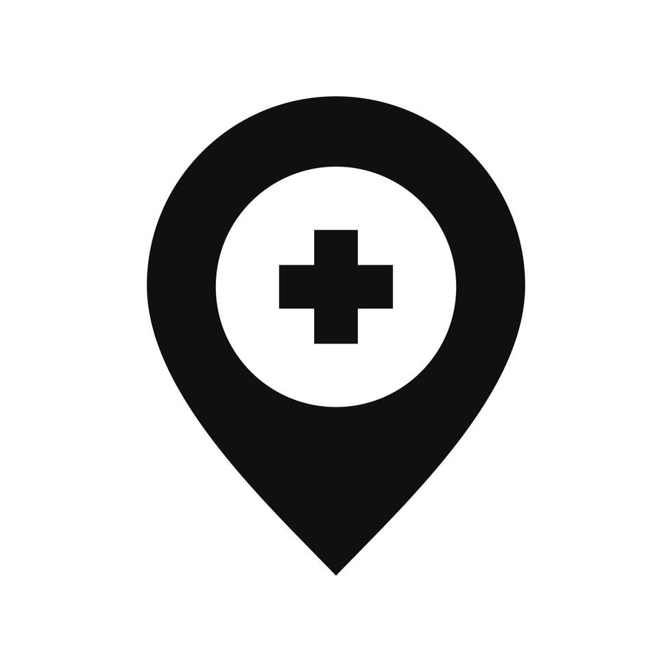 Hospital map pin icon isolated on white background vector