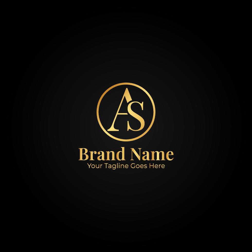 AS Letter Initial Luxury Logo Design with Elegant Minimalist Style Vector Graphic