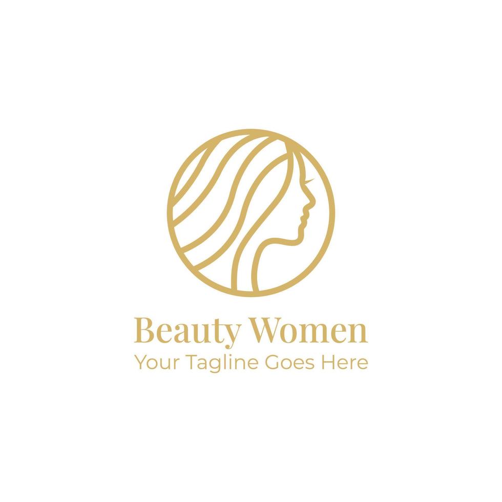 Beautiful woman Logo design with minimalist line style graphic vector