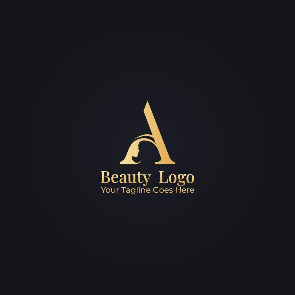 Letter A Logo Design beautiful woman silhouette in monogram style minimalistic vector graphic