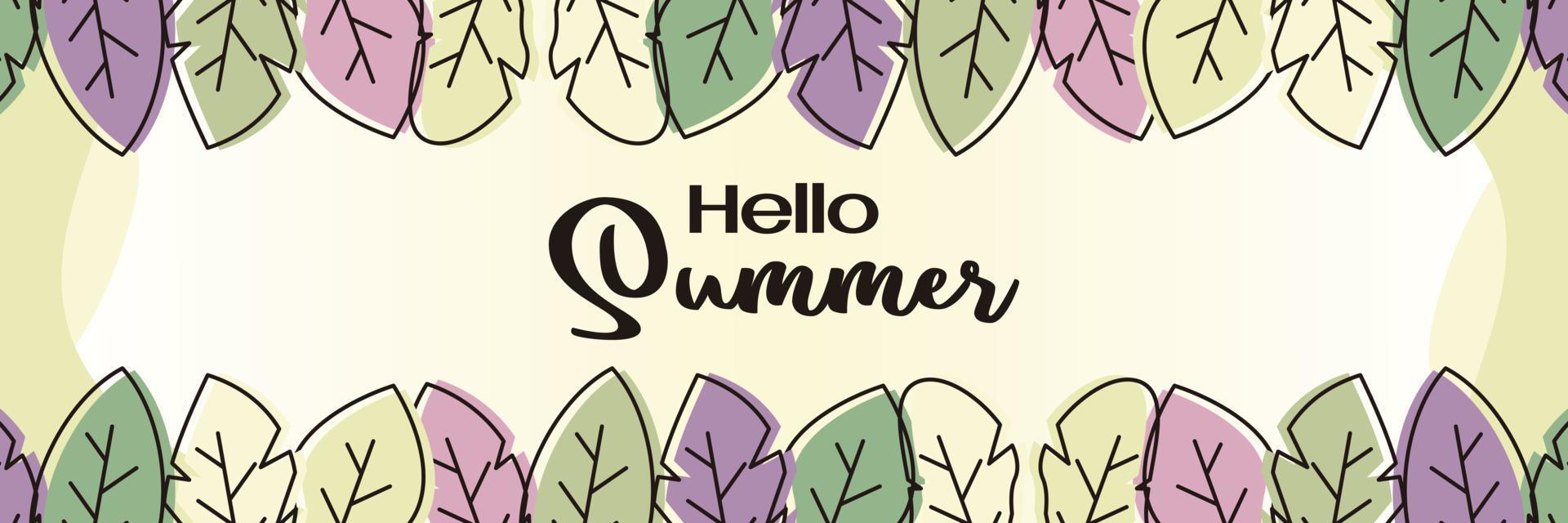 summer background, trendy design with leaf ornament. Template for banner, web, greeting card, presentation. vector