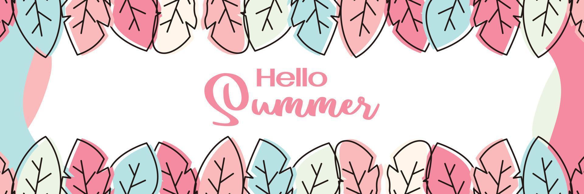 summer background, trendy design with leaf ornament. Template for banner, web, greeting card, presentation. vector