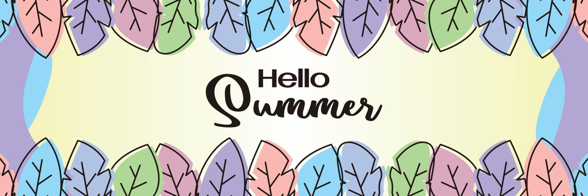 summer background, trendy design with leaf ornament. Template for banner, web, greeting card, presentation. vector