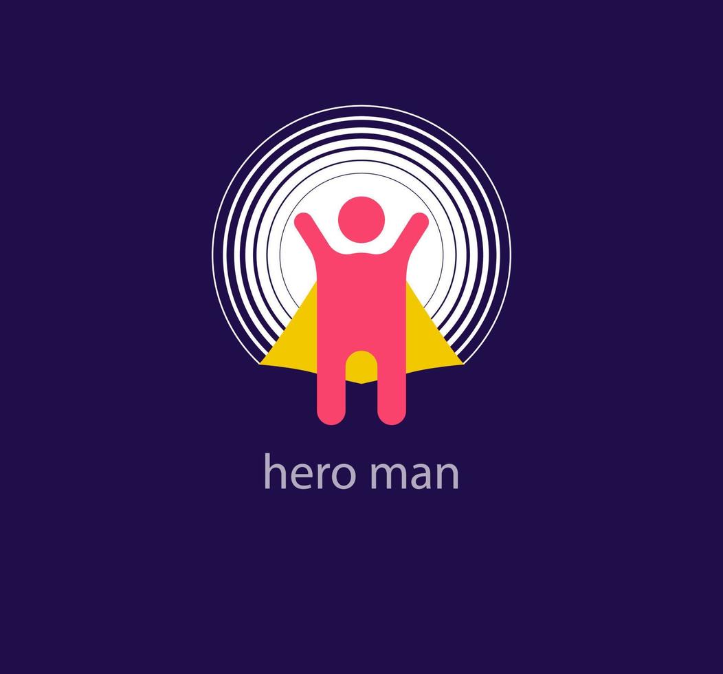 héroe hombre logo. luminoso exitoso personal. geométrico creativo logo modelo. vector