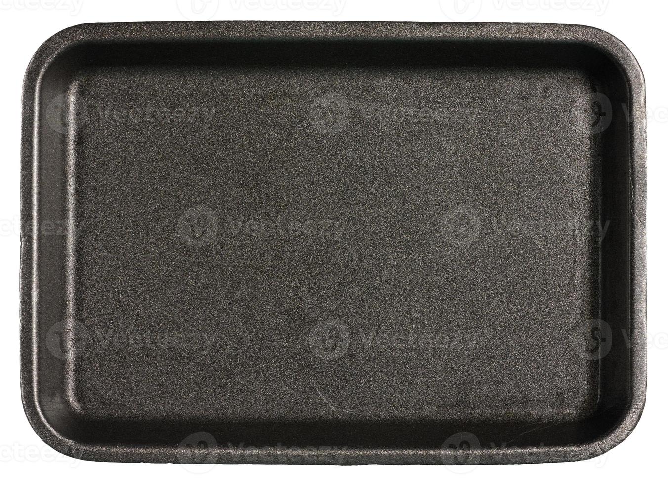 Empty polystyrene packaging for meat, vegetables on a white isolated background, top view photo