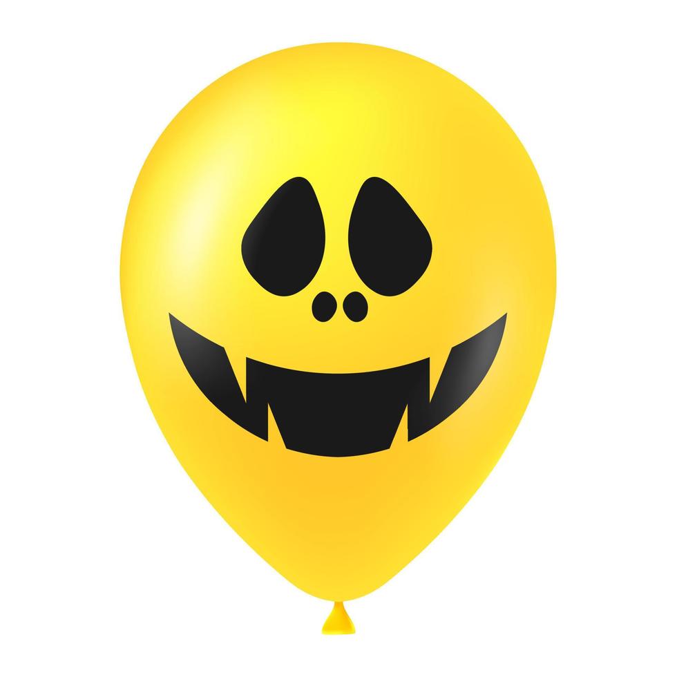 Halloween yellow balloon illustration with scary and funny face vector