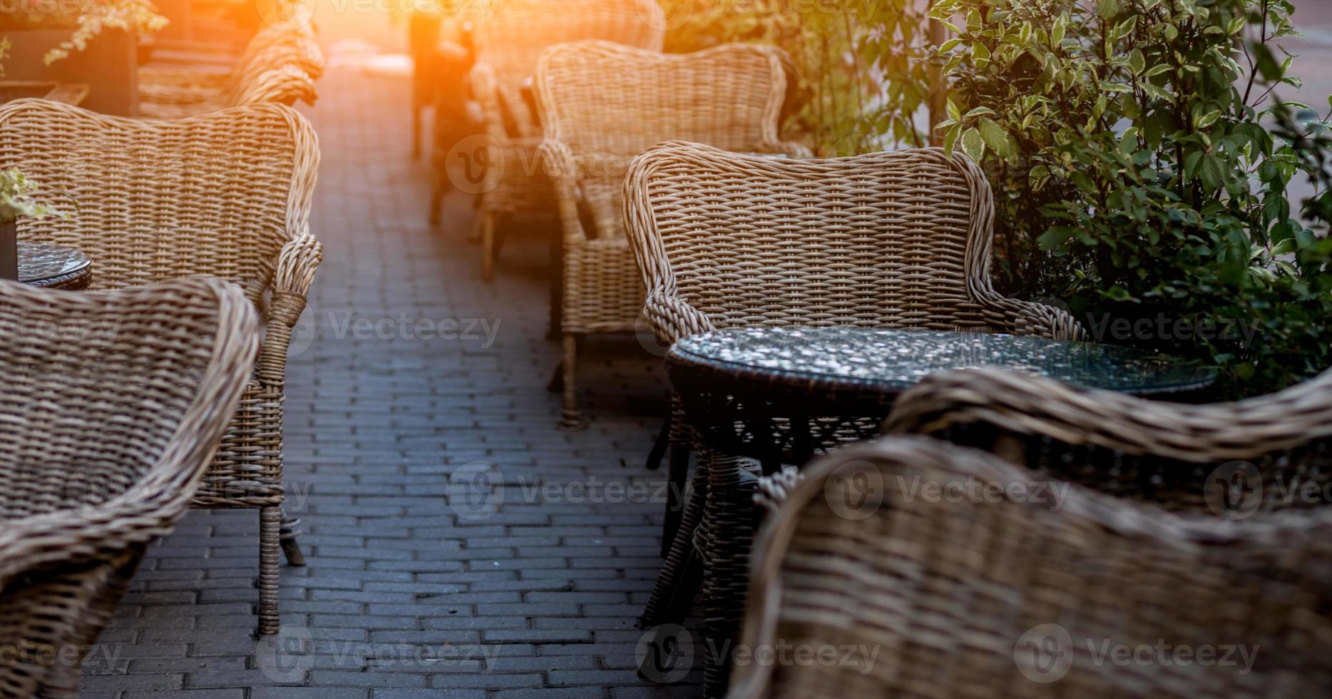 empty stylish street cafe photo