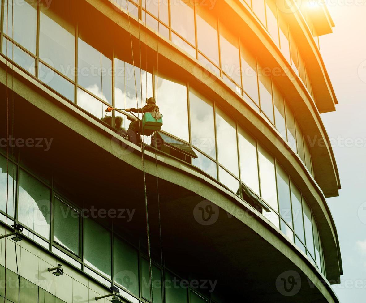 man cleaning windows photo