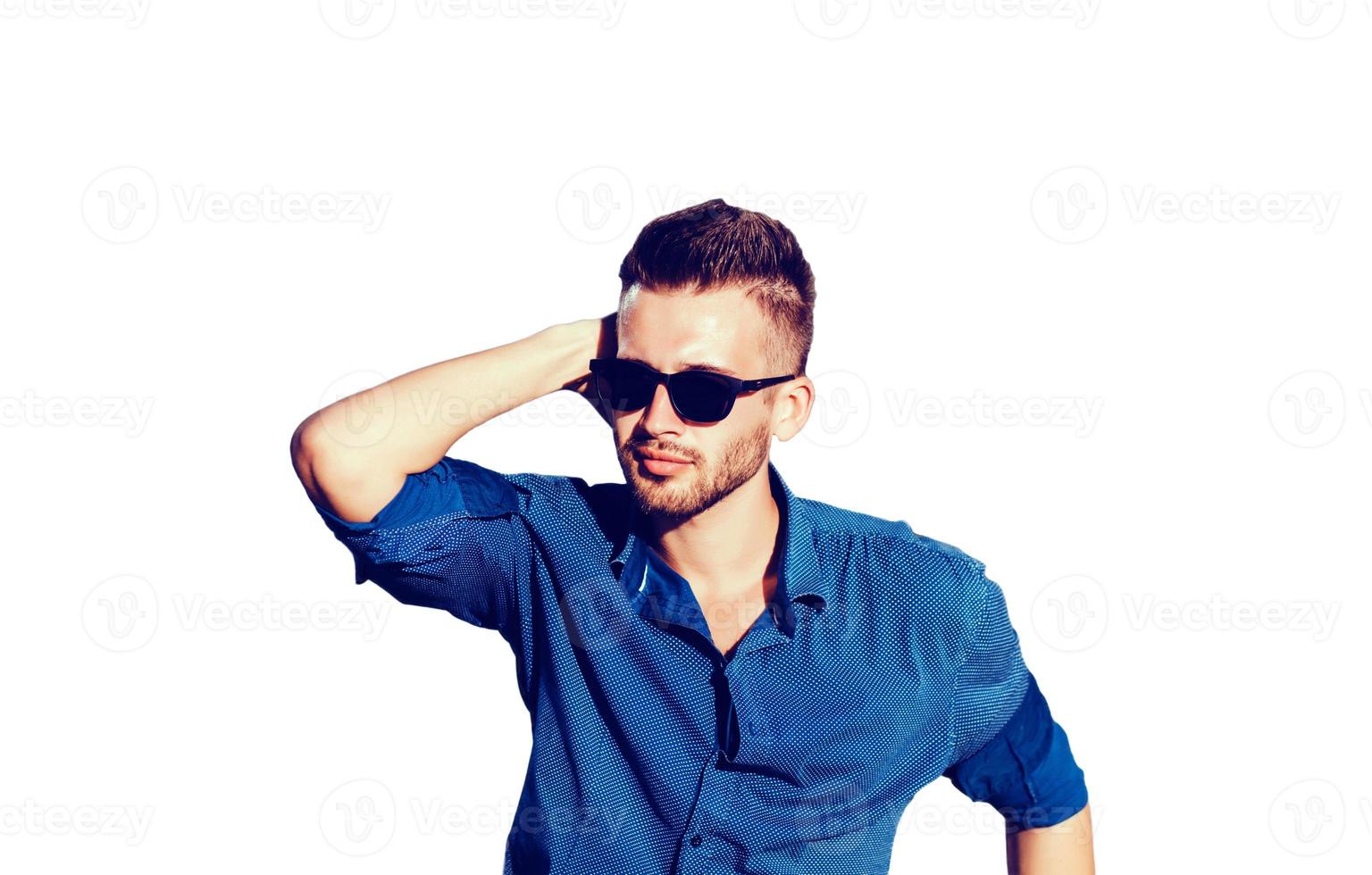 male model isolated on white background. photo