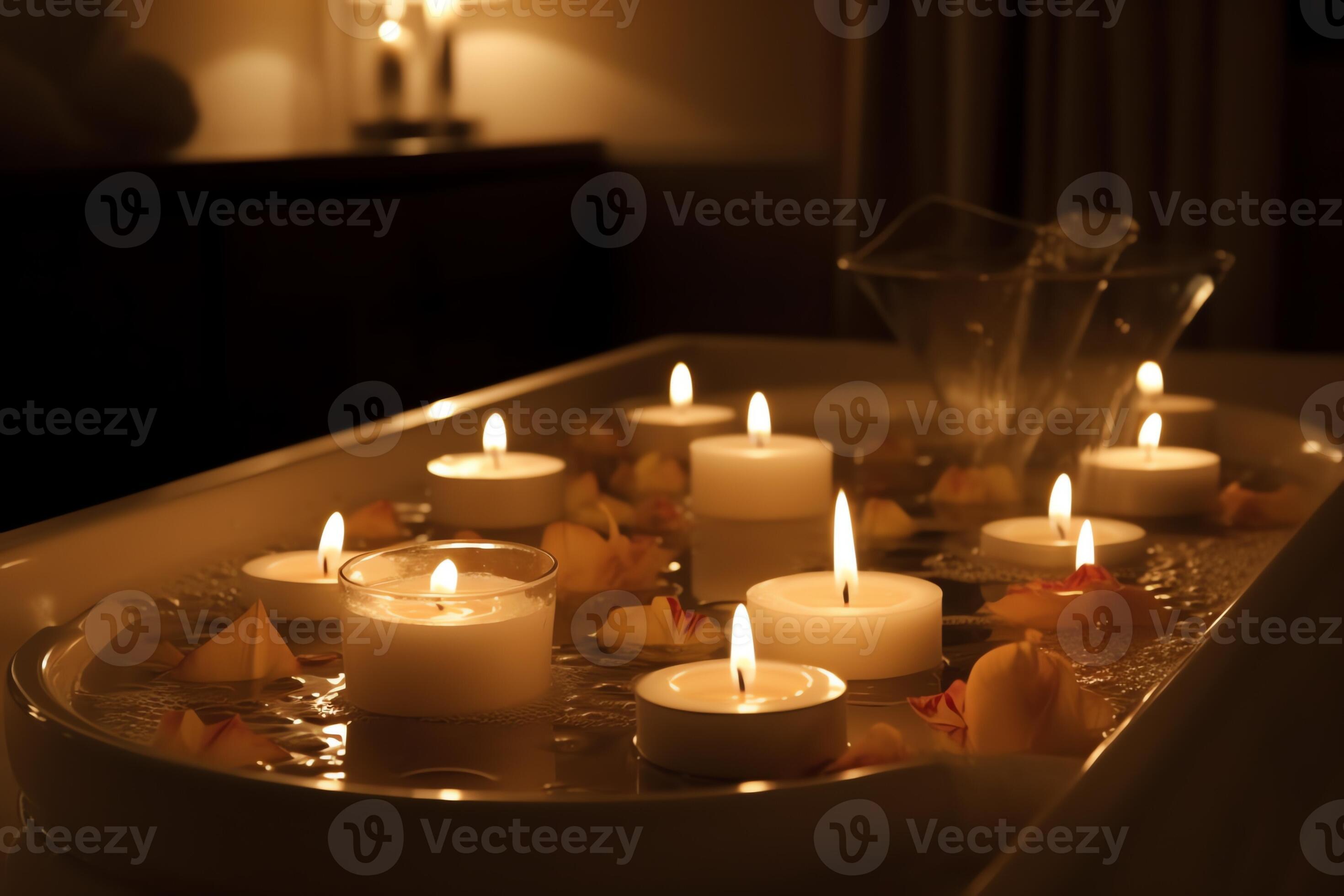 Spa Tub Candles Sudsy Relaxation Romantic Bath AI Generated 23119744 Stock  Photo at Vecteezy