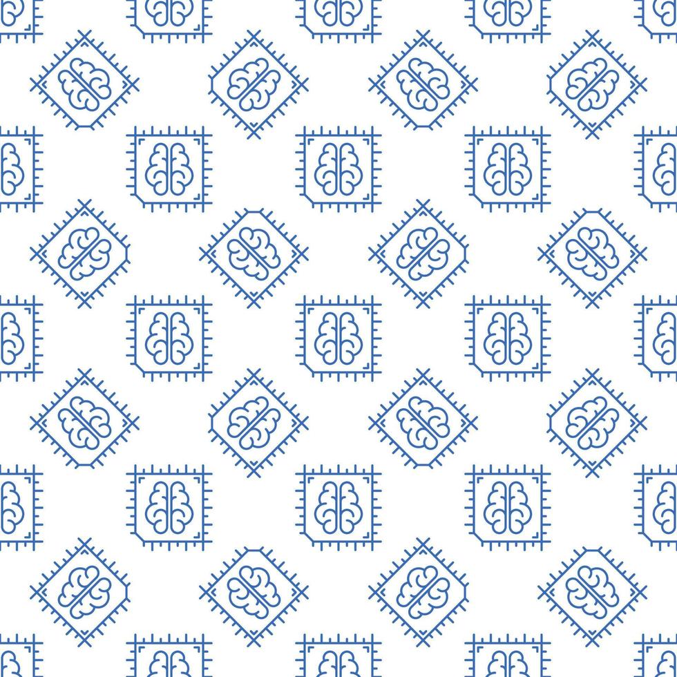 AI CPU vector Artificial Intelligence Processor or Chip seamless pattern