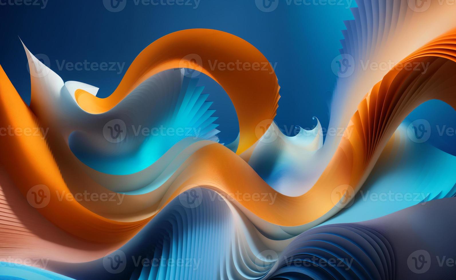 Abstract wavy background with waves in blue and orange colors photo