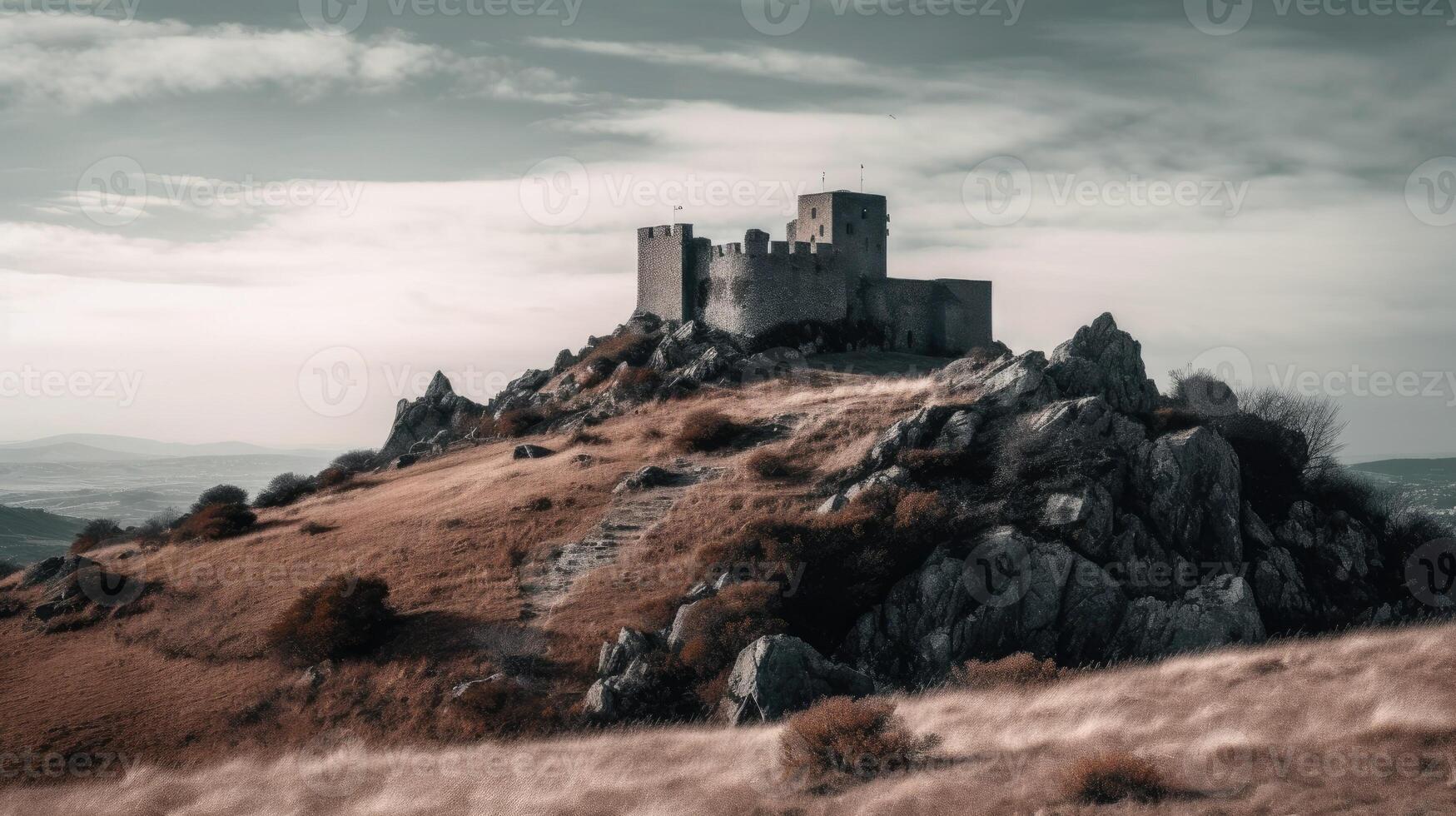 A fortress on a hilltop. photo