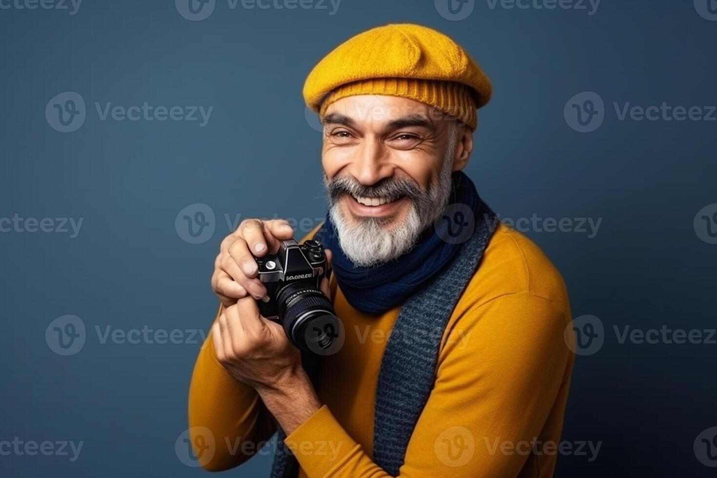 a photographer isolated on solid color background photo