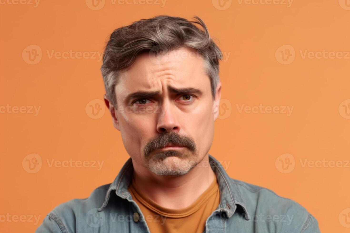a man on solid color background with Pout face expression photo