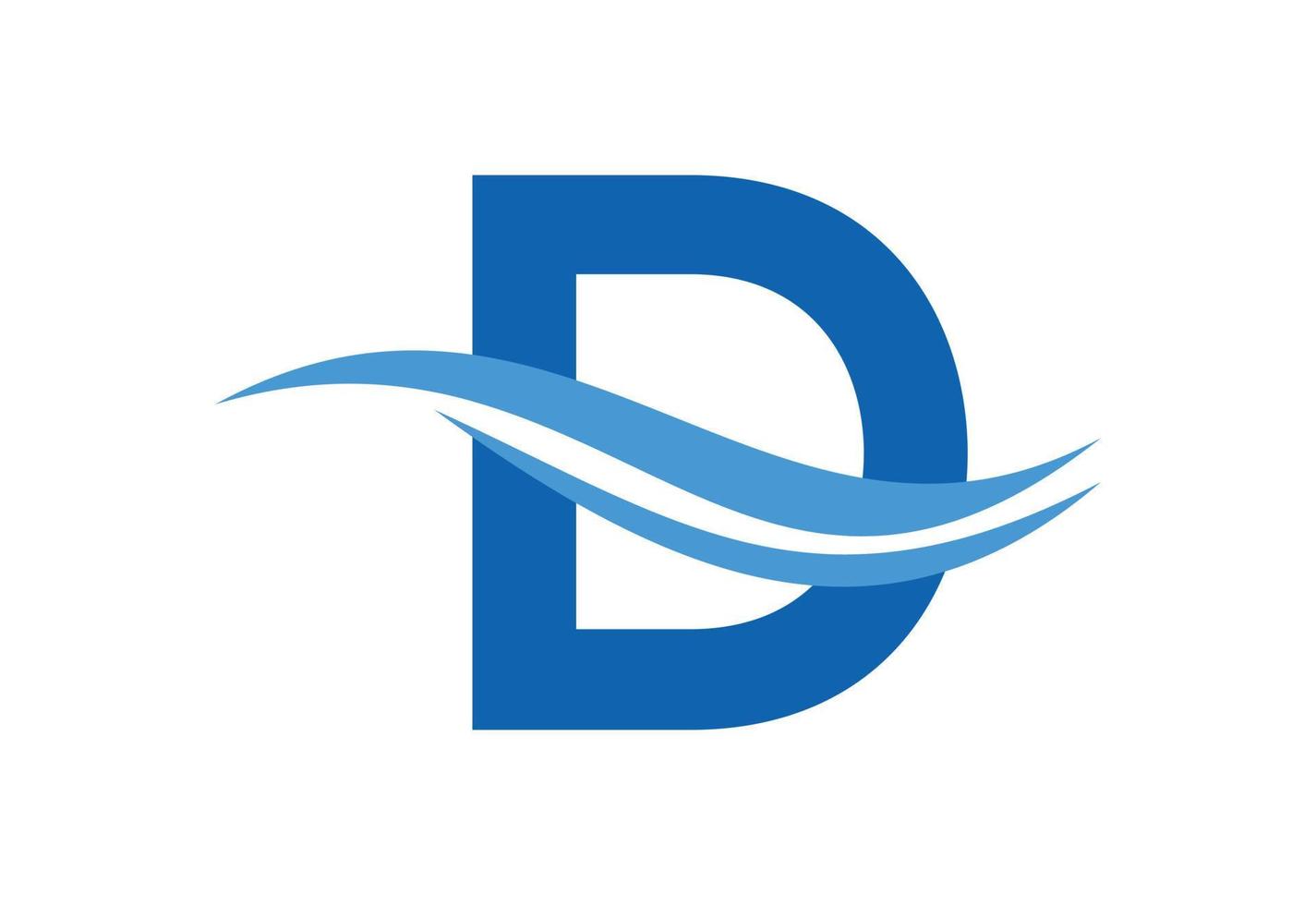 Gradient D letter logo design with swoosh, Vector illustration