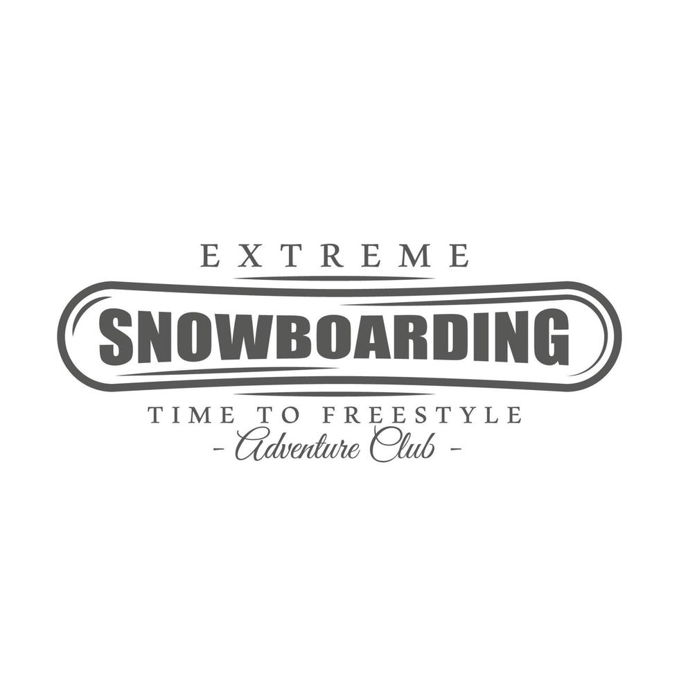 Vintage snowboarding label isolated on white background vector