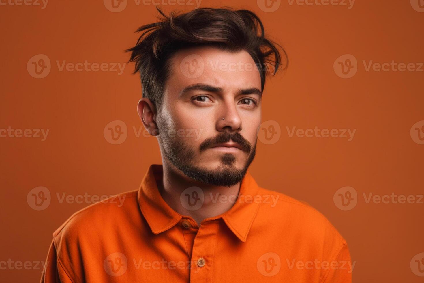 a man on solid color background with Pout face expression photo