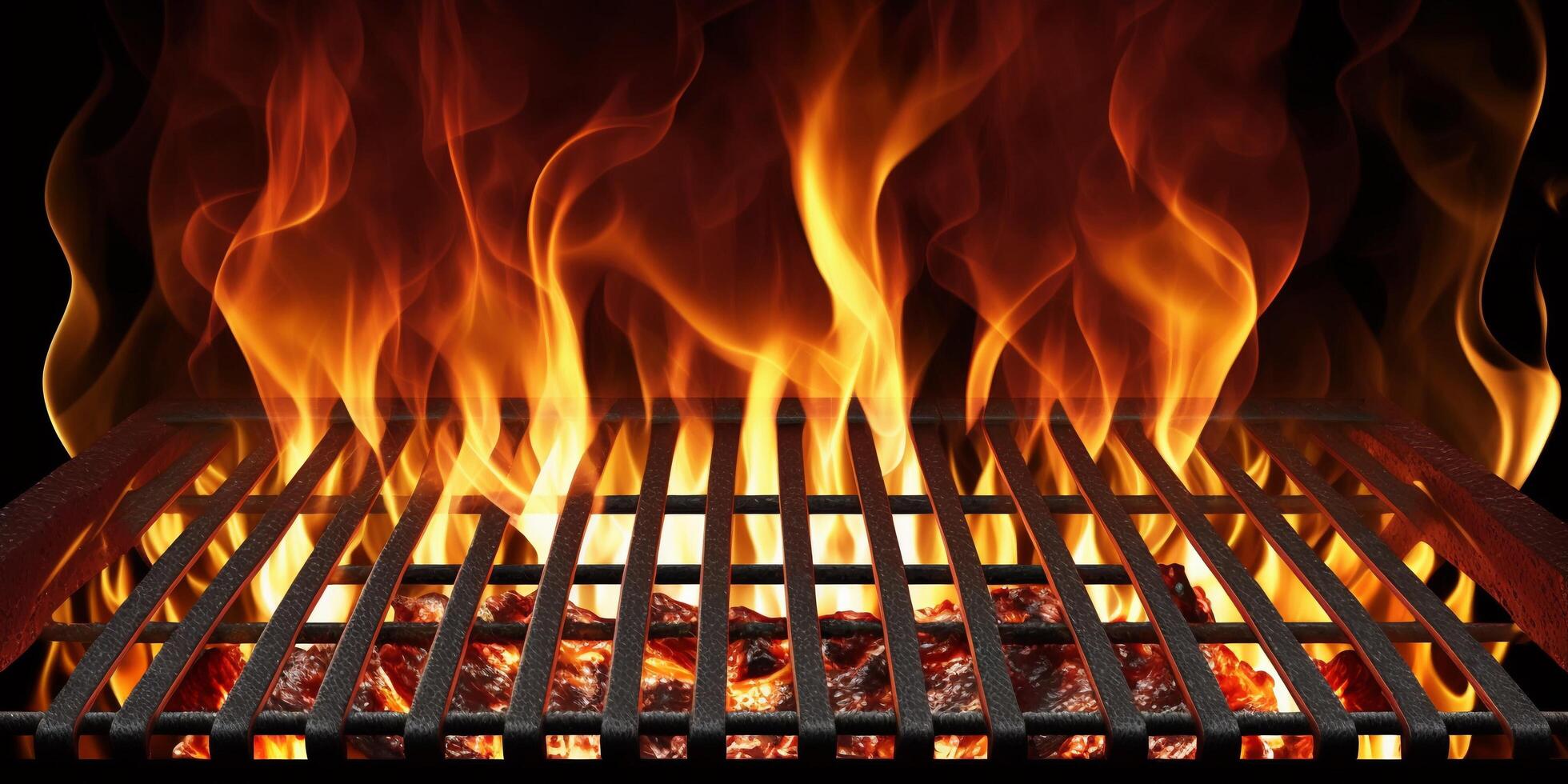 The hot grill and flame with photo