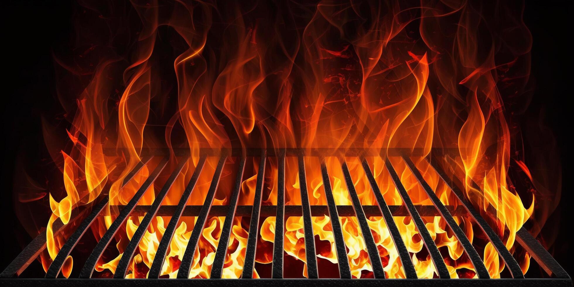 The hot grill and flame with photo