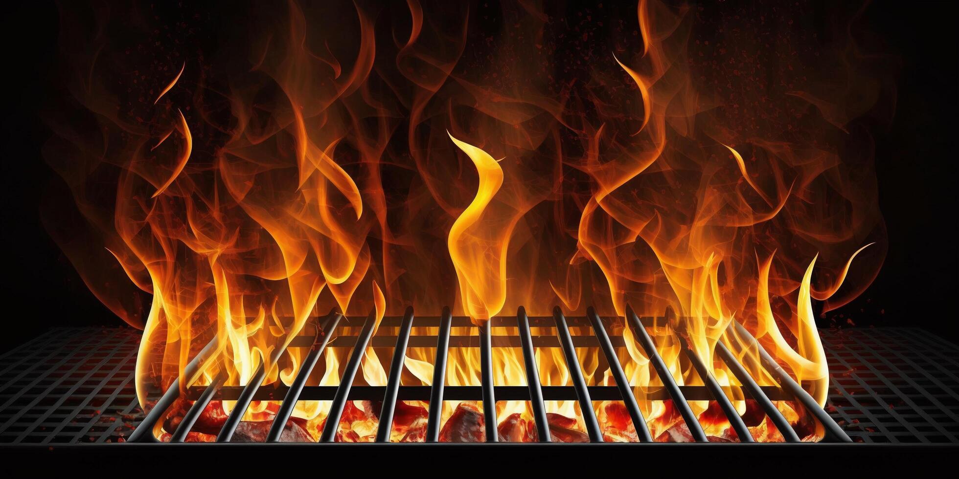 The hot grill and flame with photo