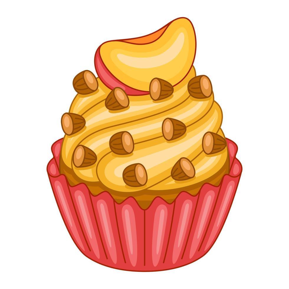 Peach Almond Cupcake in vector illustration
