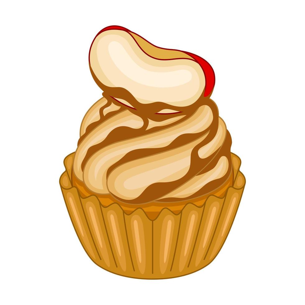 Apple Caramel Cupcake in vector illustration