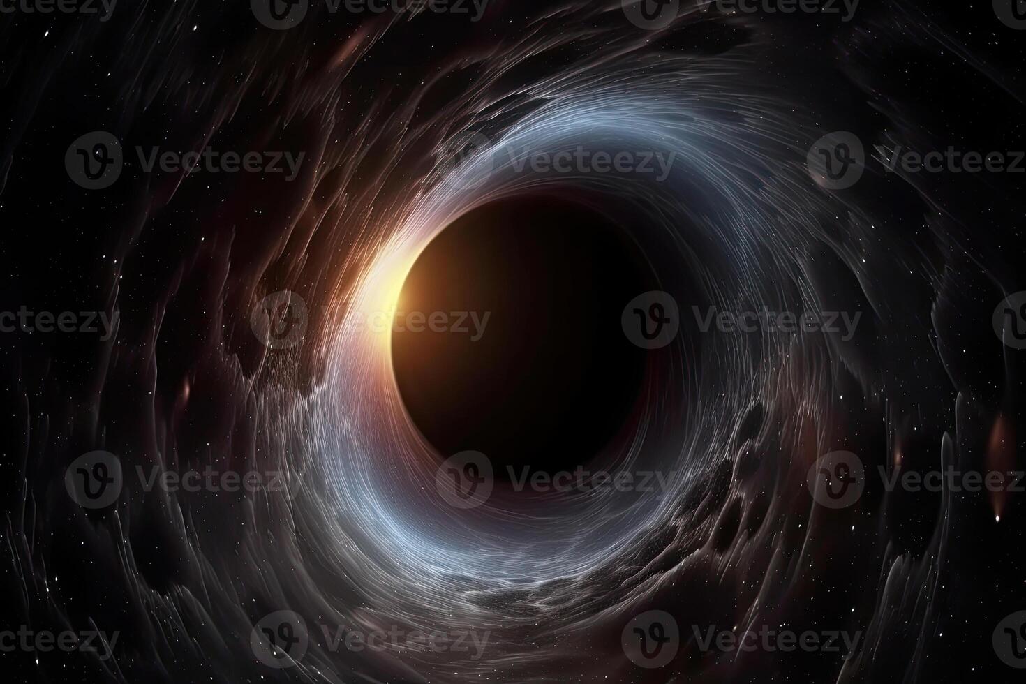 Black hole illustration in outer space. Supermassive singularity. photo