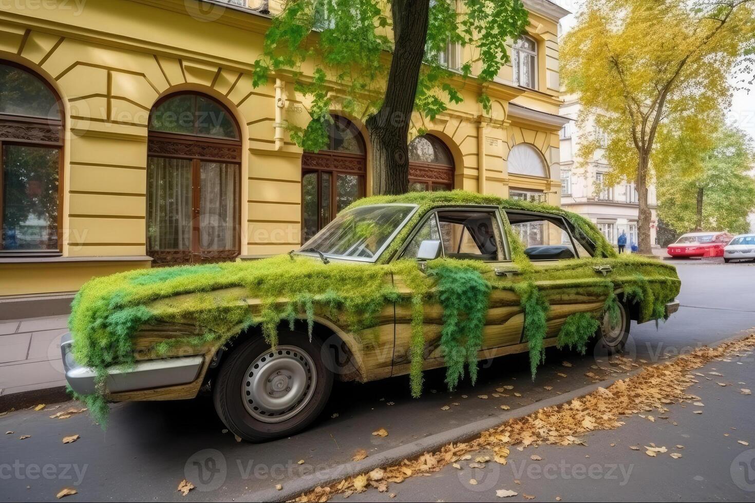 coche hecho de natural verde plantas. eco simpático transporte. generativo ai foto