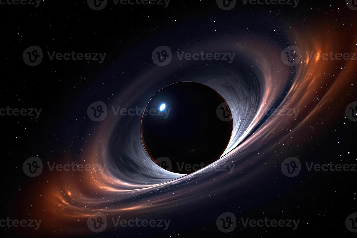 Black hole illustration in outer space. Supermassive singularity. photo