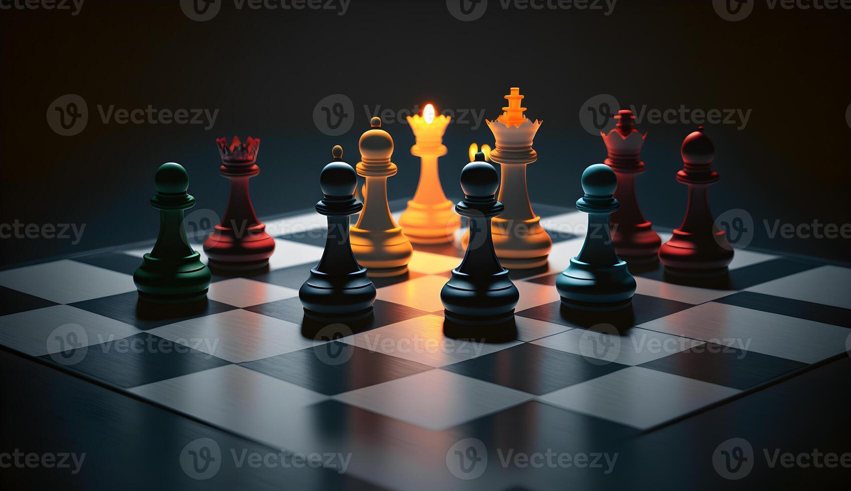 chess set on chess board,luxury chess game photo ,