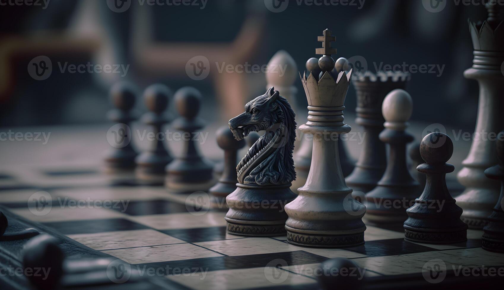 chess set on chess board,luxury chess game photo ,