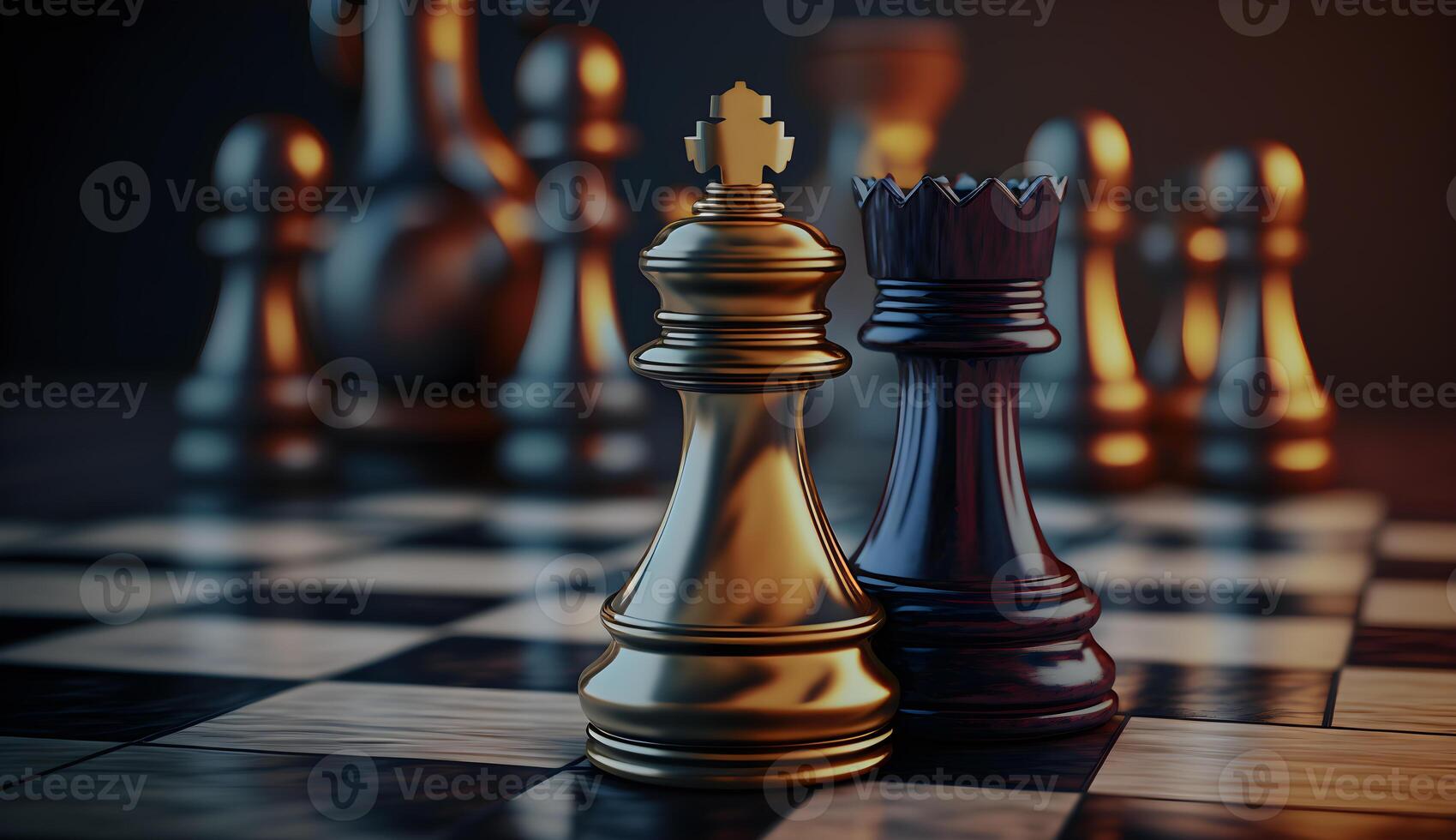 chess set on chess board,luxury chess game photo ,