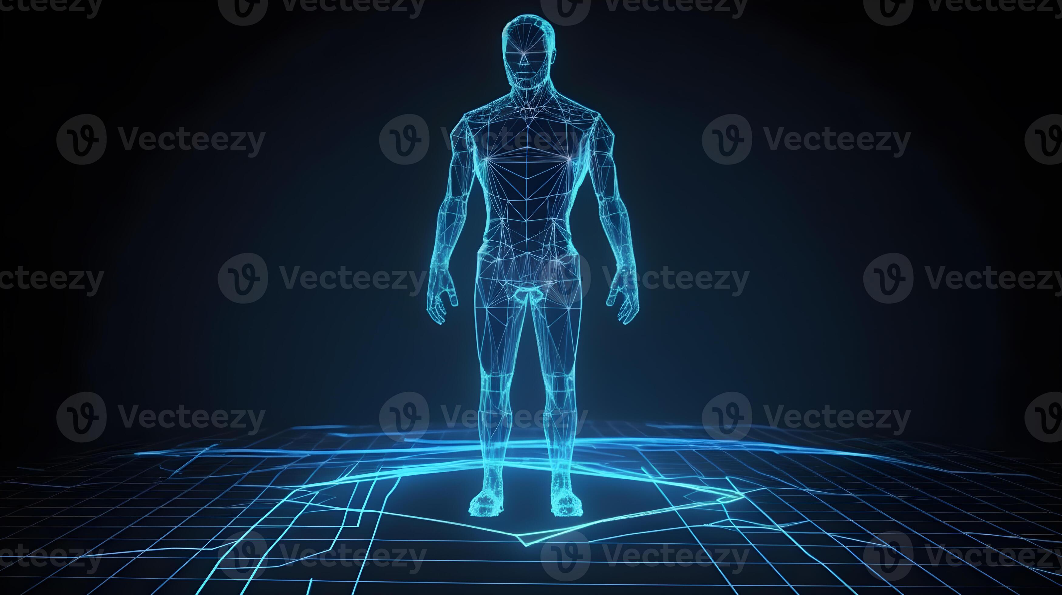 hologram human 3d model illustration ,generative ai 23121415 Stock