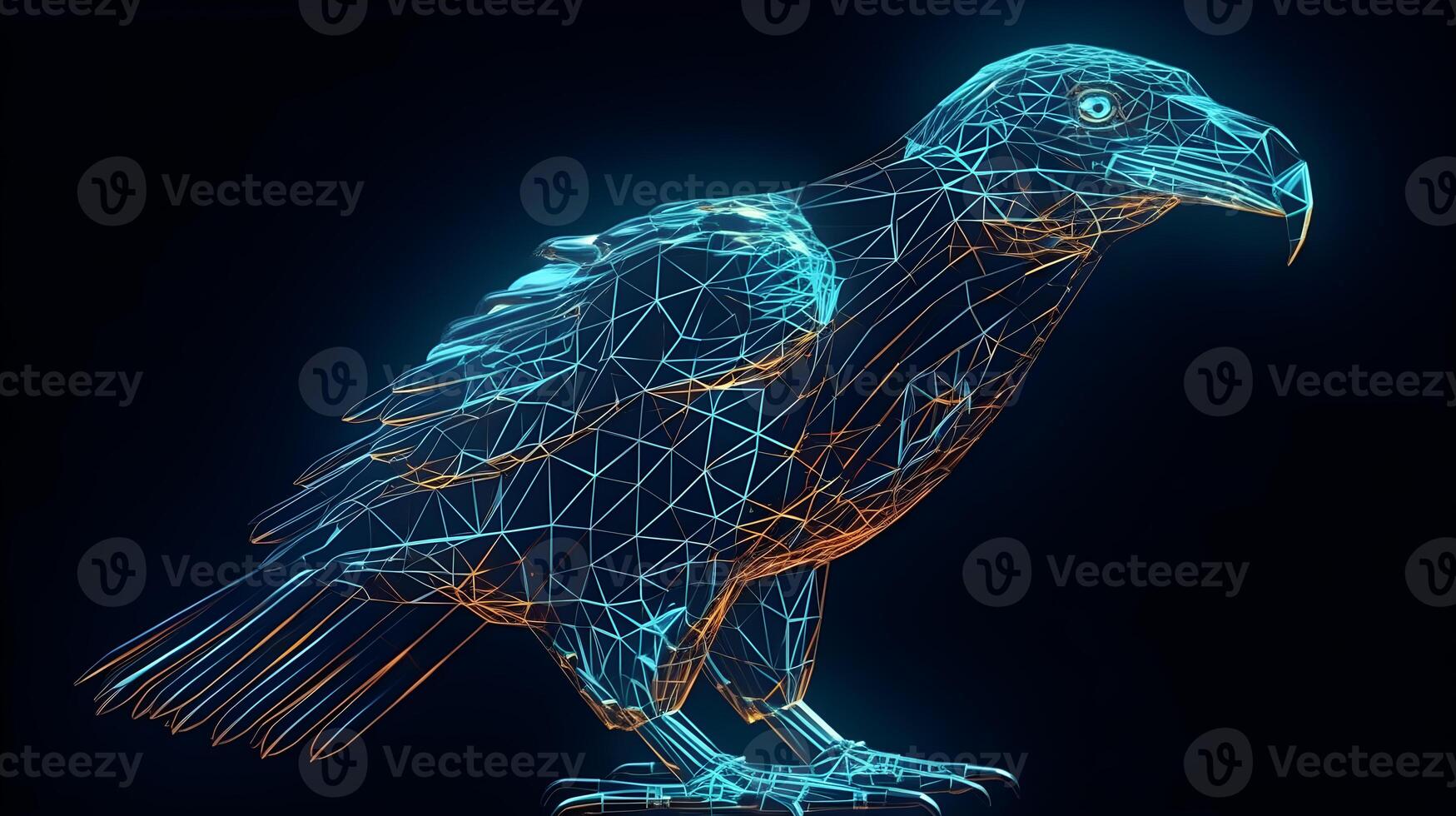 holographic polygon 3d eagle illustration , photo