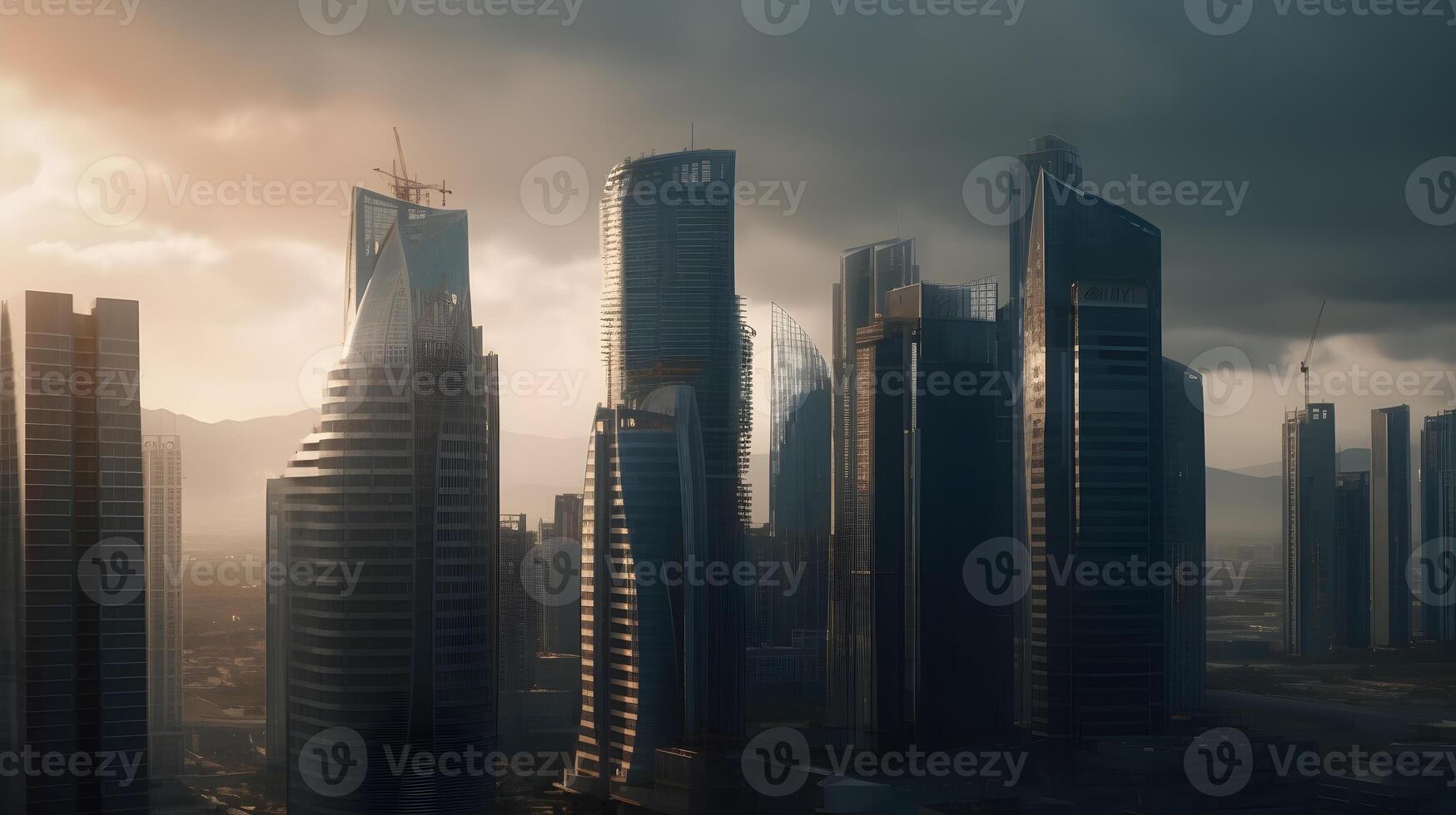 View of skyscrapers via drone photo