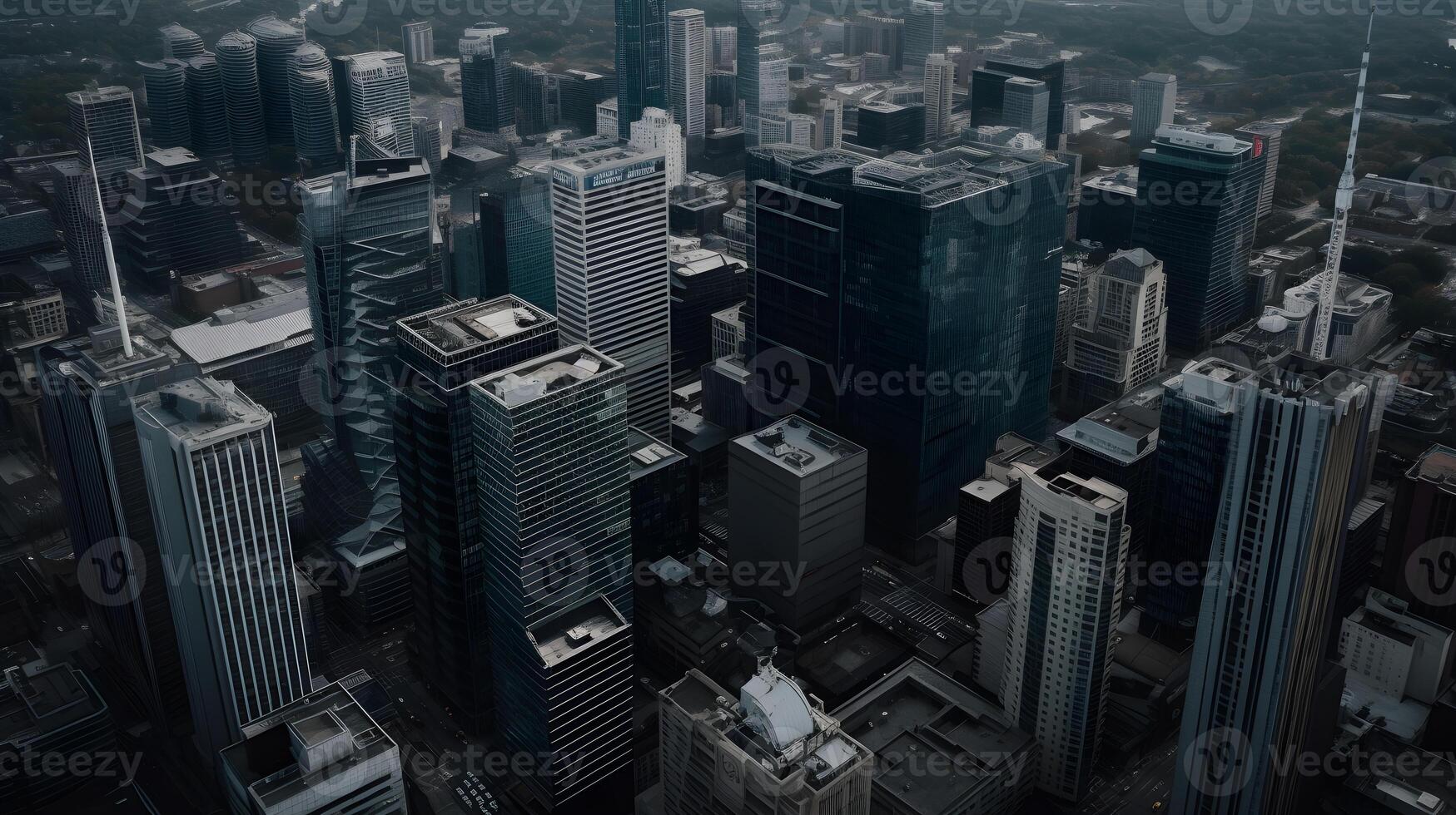 View of skyscrapers via drone photo