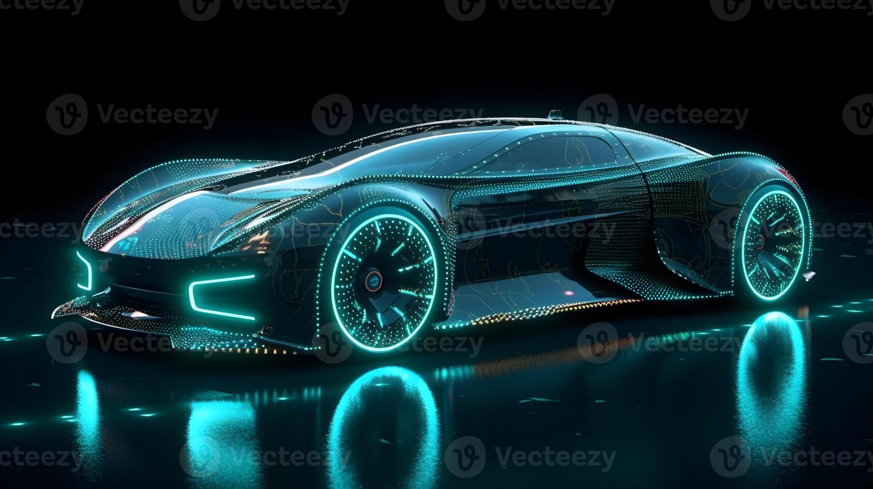 hologram futuristic electric car , photo