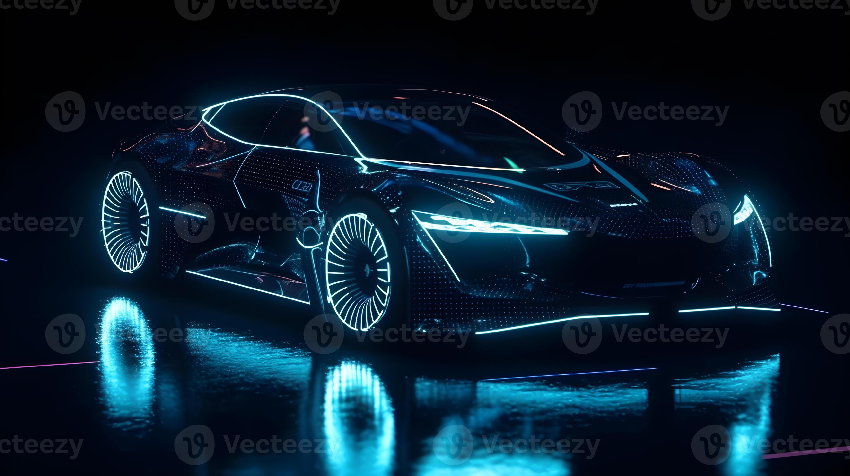 futuristic hologram super car ,generative ai 23121453 Stock Photo at
