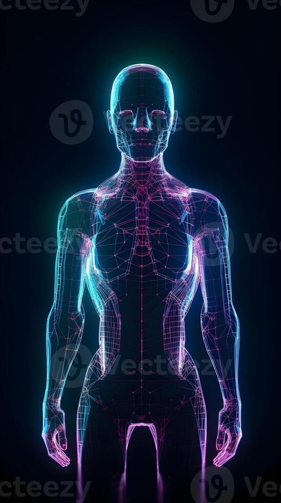 hologram human 3d model illustration , photo