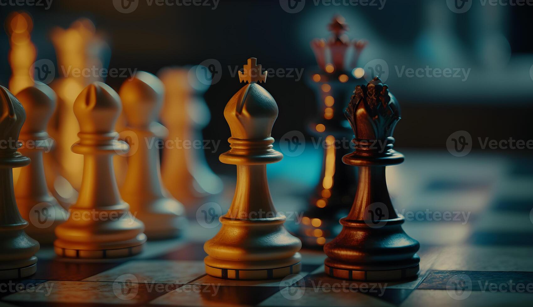 chess set on chess board,luxury chess game photo ,