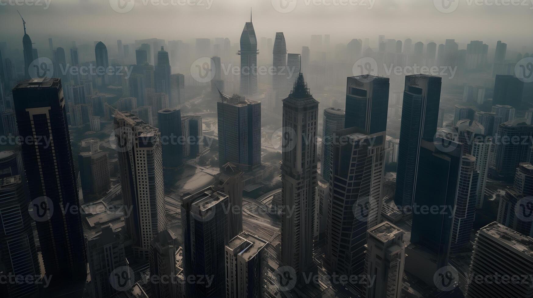 View of skyscrapers via drone photo