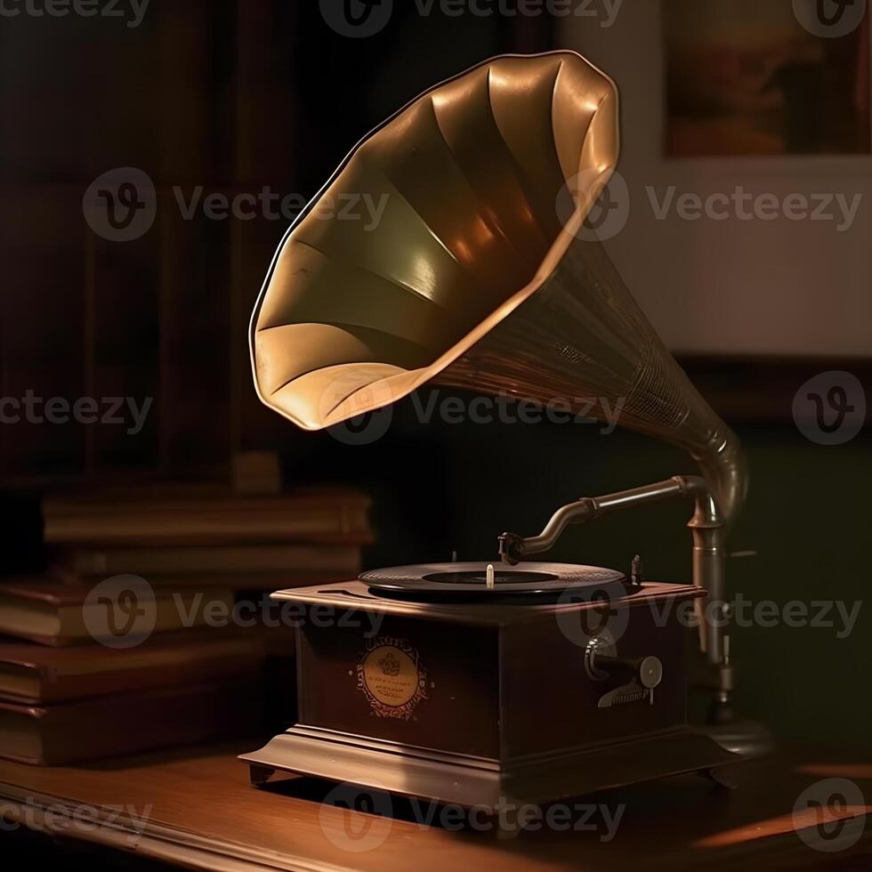 vintage classical gramaphone musical instrument, photo