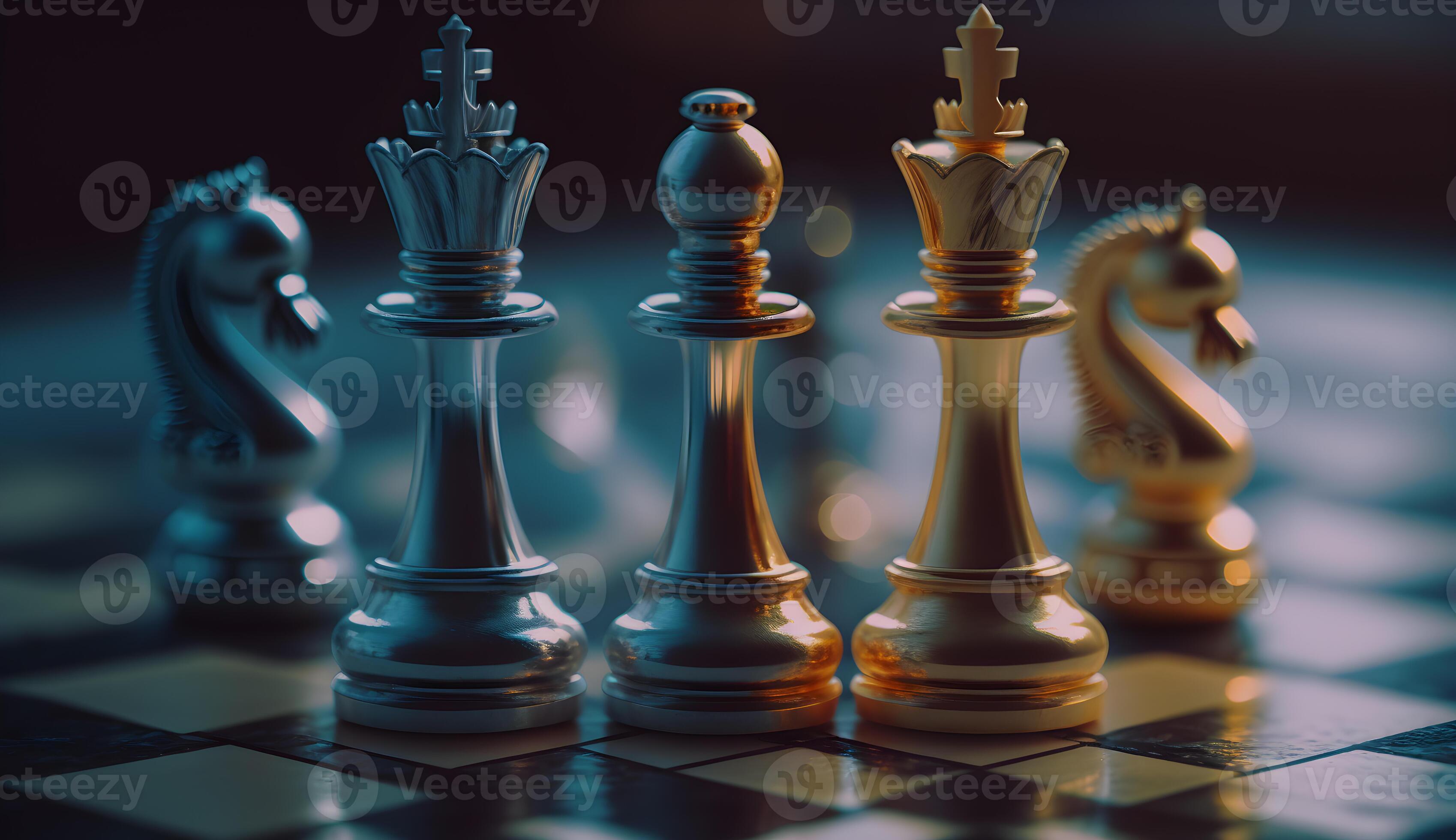 King chess piece standing on a chess board, Generative AI Stock  Illustration