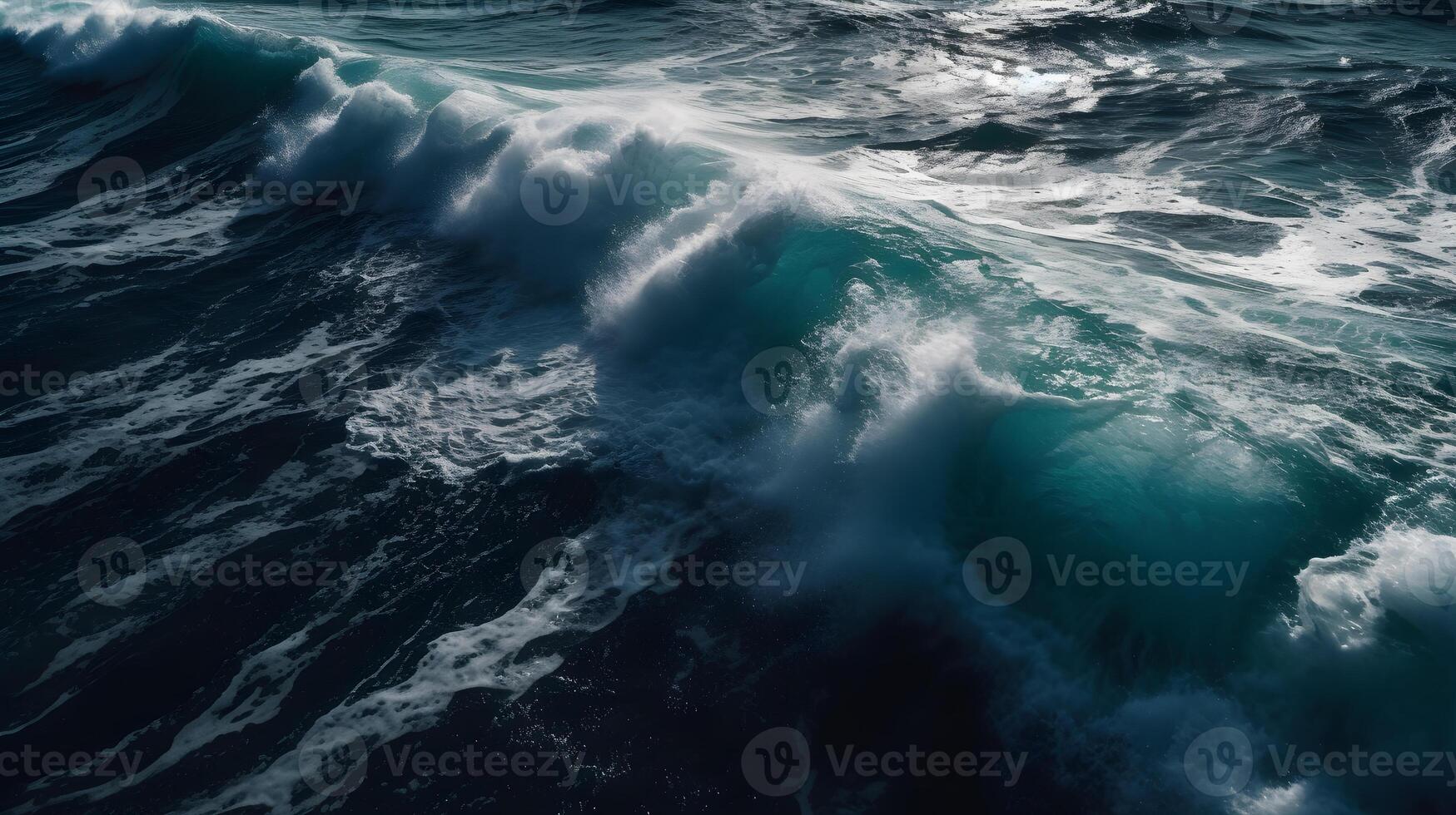 View waves in the ocean via drone , photo